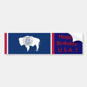 Sticker Flagga av Wyoming, Grattis på födelsedagen Bildekal