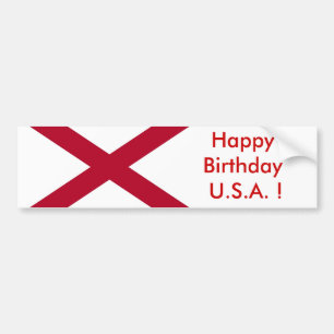Sticker Flagga of Alabama, Grattis på födelsedagen Bildekal