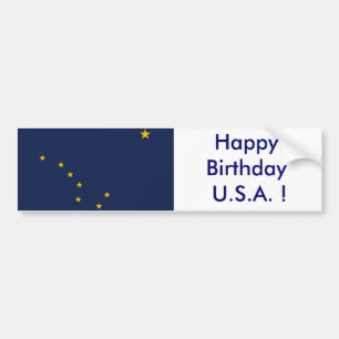 Sticker Flagga of Alaska, Grattis på födelsedagen  Bildekal