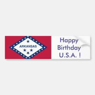 Sticker Flagga of Arkansas, Grattis på födelsedage Bildekal