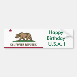 Sticker Flagga of California, Grattis på födelseda Bildekal