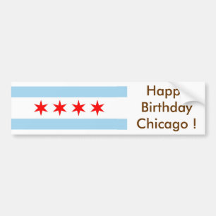 Sticker Flagga of Chicago, Grattis på födelsedagen Bildekal