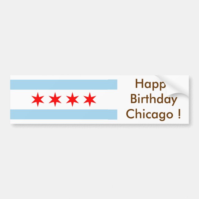 Sticker Flagga of Chicago, Grattis på födelsedagen Bildekal (Framsidan)