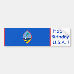 Sticker Flagga of Guam, Grattis på födelsedagen US Bildekal