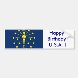 Sticker Flagga of Indiana, Grattis på födelsedagen Bildekal