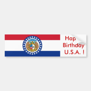 Sticker Flagga of Missouri, Grattis på födelsedage Bildekal
