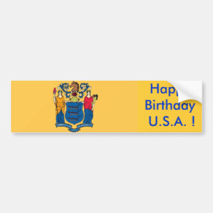 Sticker Flagga of New jersey, Grattis på födelseda Bildekal