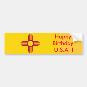 Sticker Flagga of New mexico, Grattis på födelseda Bildekal