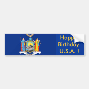 Sticker Flagga of New York, Grattis på födelsedage Bildekal