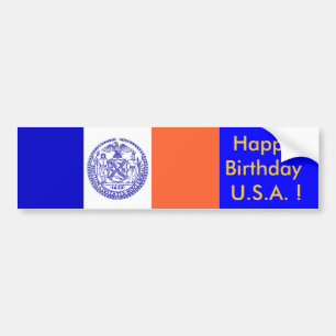 Sticker Flagga of New York, Grattis på födelsedage Bildekal