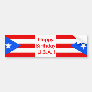 Sticker Flagga of Puerto Rico, Grattis på födelsed Bildekal