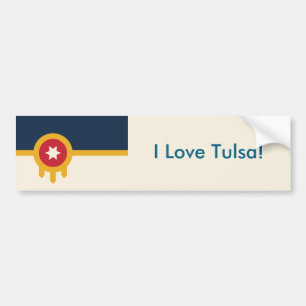 Sticker Flagga of Tulsa, Oklahoma Bildekal
