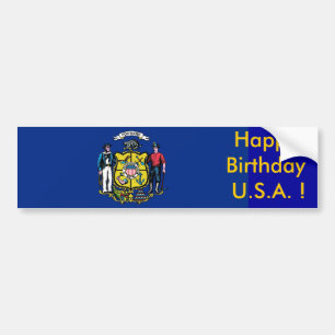 Sticker Flagga of Wisconsin, Grattis på födelsedag Bildekal