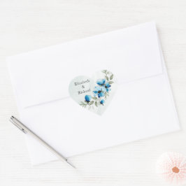 Sticker "Fleurs bleues" Hjärtformat Klistermärke