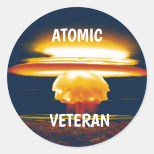 Sticker för Atomic Veteran med Mushroom Cloud Runt Klistermärke
