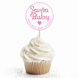 Sticker för babybabykläder för Baby Rosa Candy can Runt Klistermärke<br><div class="desc">Överst på dina mattor eller favoritpåsar med den här festande rosan "Santa Baby"-runda dekal med candy cane typografi och en ljuv hjärtaccent. Idealisk för julbabyduschar,  tillför den här klisterlappen en lekfull helgdag till muffinsar,  kuvert,  party favors och mycket annat. Anpassa med baby namn och dejta för en speciell beröring!</div>