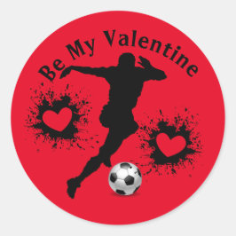 Sticker för fotbollsspelare i alla hjärtans dag runt klistermärke
