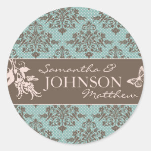 Sticker för höstdamask runt klistermärke
