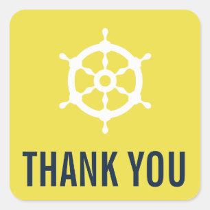 Sticker för marin och Gult Nautical Bröllop Tack Fyrkantigt Klistermärke