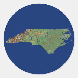 Sticker från North Carolina Karta Runt Klistermärke