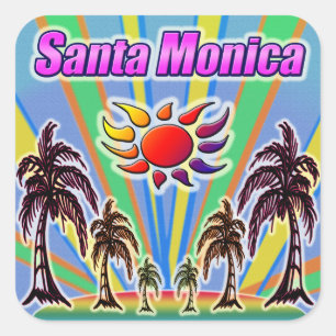 Sticker från Santa Monica Summer Kärlek Fyrkantigt Klistermärke
