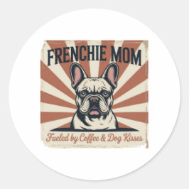 Sticker Frenchie Mom Fueled Coffee Dog Kisses Retr Runt Klistermärke
