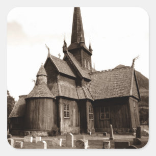 Sticker Genealogy Gothic Church Grave Yard Stones Fyrkantigt Klistermärke