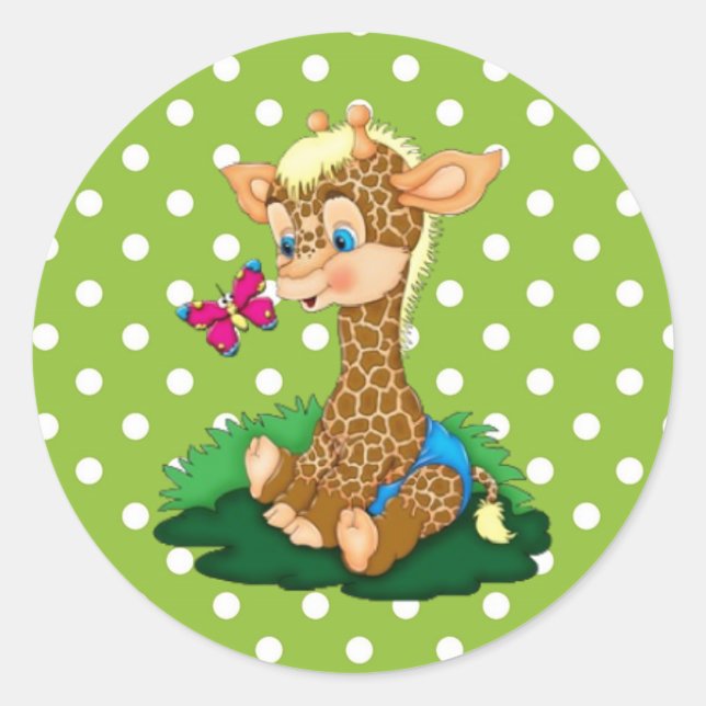 Sticker/Giraffe Runt Klistermärke (Framsida)