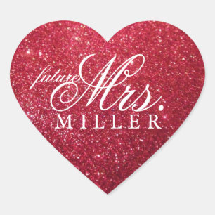 Sticker - Glitter Heart Fab framtid Mrs. Hjärtformat Klistermärke