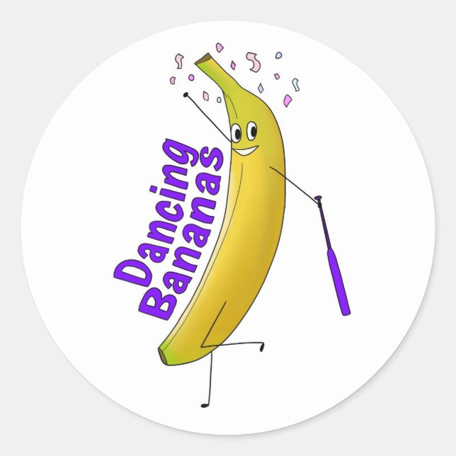 Sticker Lakan - Dancing Bananas Runt Klistermärke (Framsida)