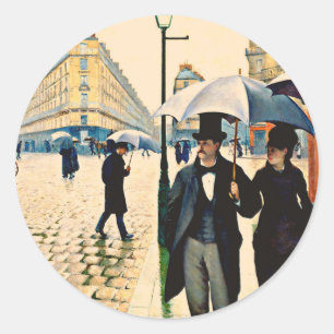 Sticker Lakan med Paris på en regndagsdesign Runt Klistermärke