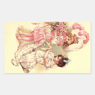 Sticker Loely Vintage Victorian Bröllop Mode Rektangulärt Klistermärke
