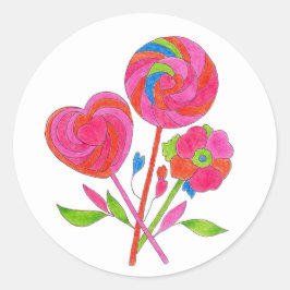 Sticker Lollipop Flower Runt Klistermärke