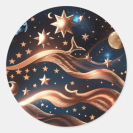 Sticker - Luxury Bronze Celestial Moon Design Runt Klistermärke