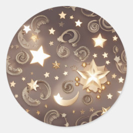 Sticker – Luxury Champagne Gold Celestial Runt Klistermärke
