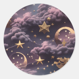 Sticker - Luxury Smoky Plum Celestial Moon Design Runt Klistermärke
