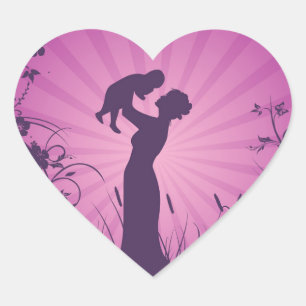 Sticker lycklig Mamma Hjärtformat Klistermärke