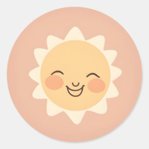 Sticker lycklig Sol Runt Klistermärke