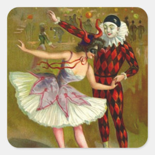 Sticker MasqueraCostume Party Harlequin Masks Fyrkantigt Klistermärke