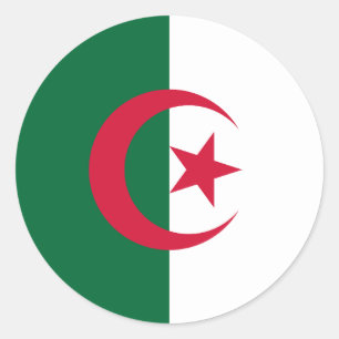 Sticker med Flagga Algeriet Runt Klistermärke