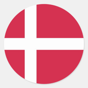 Sticker med Flagga av Danmark Runt Klistermärke