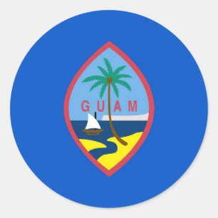 Sticker med Flagga av Guam Runt Klistermärke