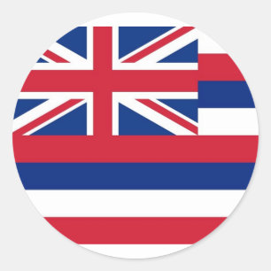 Sticker med Flagga av Hawaii Runt Klistermärke