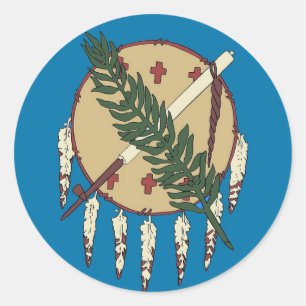 Sticker med Flagga av Oklahoma Runt Klistermärke