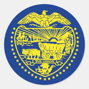 Sticker med Flagga av Oregon Runt Klistermärke