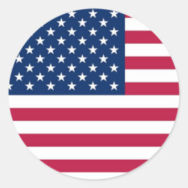 Sticker med Flagga av USA Runt Klistermärke