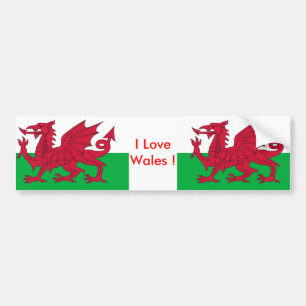 Sticker med Flagga Wales Bildekal
