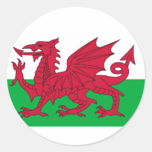 Sticker med Flagga Wales Runt Klistermärke