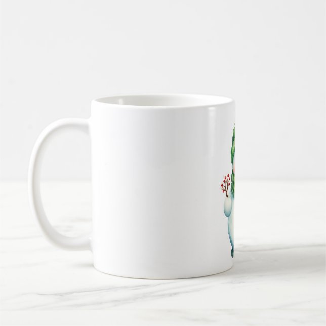 Sticker med söt Snögubbe Kaffemugg (Vänster)