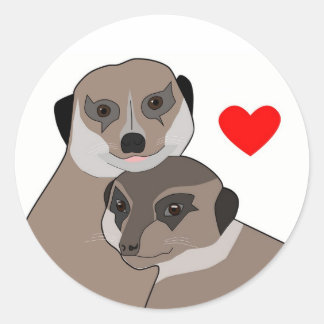 Sticker "Meerkats in Kärlek" Runt Klistermärke